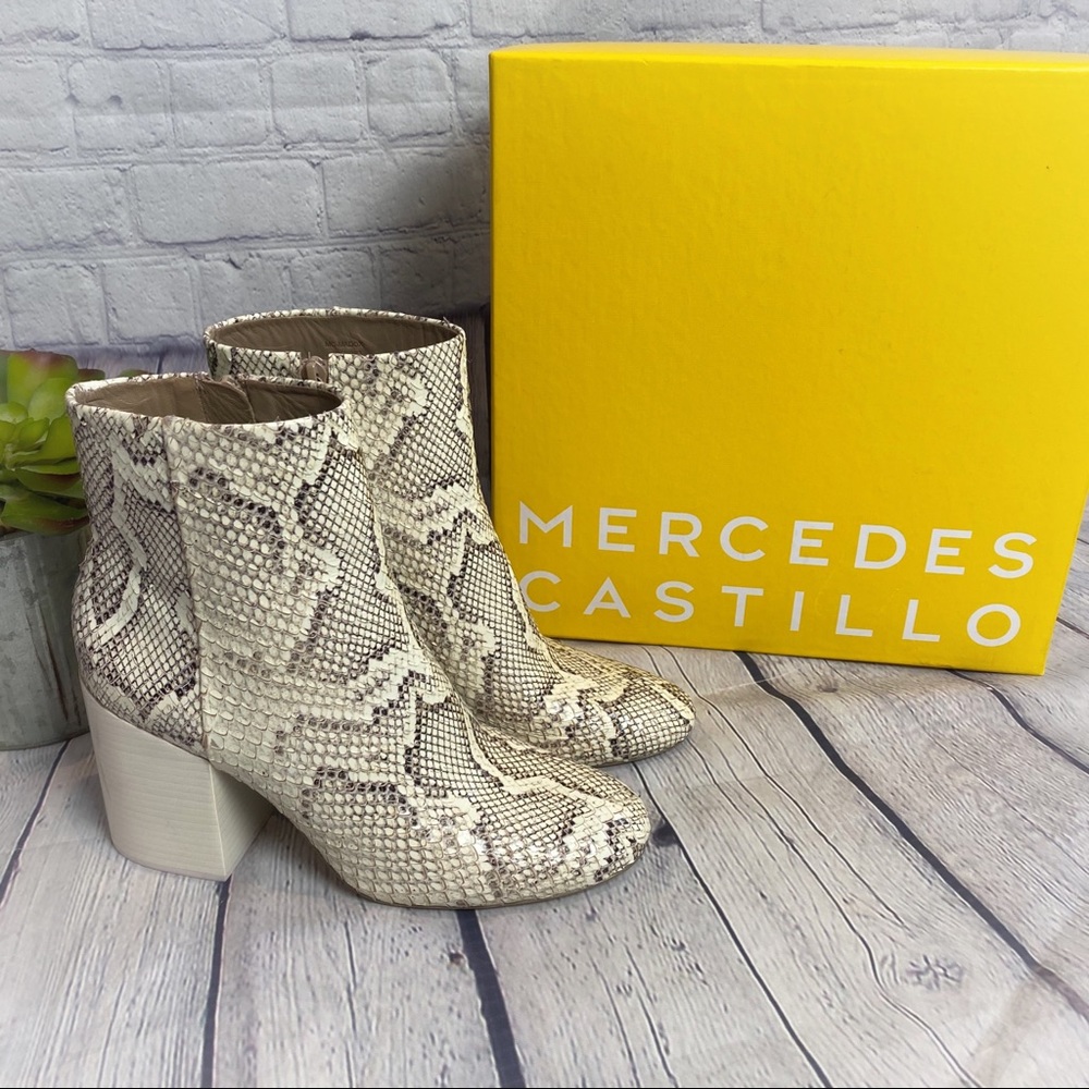 Mercedes Castillo Madox Snakeskin-Embossed Booties